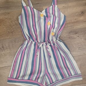 Striped Pink and Blue Kids Romper
